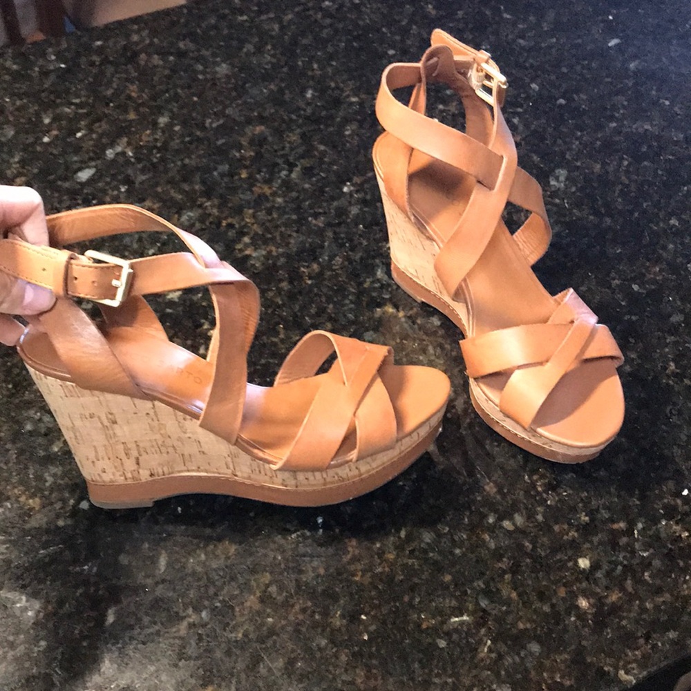 Brown Franco Sarto Strappy Wedges